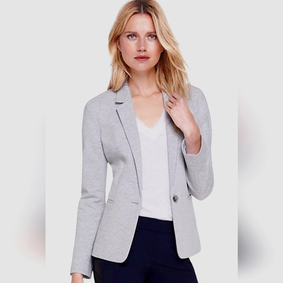 Nwt EXPRESS Powder Blue/Gray Textured Knit Collared Longsleeve Lined Blazer - Picture 15 of 15